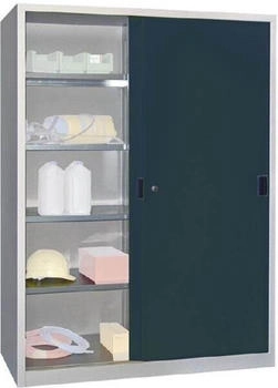 Pavoy Schiebetürenschrank 1500x400x1950mm Vollblechtüren Böden verzinkt