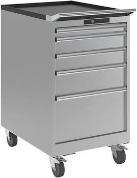 Lista Schubladenschrank Breite 564 mm fahrbar 5 Schubladen HxT 990 x 725 mm lichtgrau