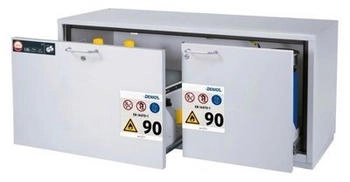 Asecos Feuerbeständiger Gefahrstoff-Unterbauschrank Typ 90 HxB 600 x 1402 mm 2 Schubladen lichtgrau
