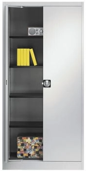 Mauser Stahlschrank mit Einschwenktüren 4 Fachböden Tiefe 420 mm lichtgrau