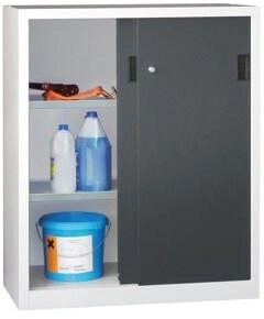 Pavoy Schiebetürenschrank Höhe 1200 mm Vollblechtüren BxT 1000 x 500 mm mit 2 Fachböden Tür anthrazit