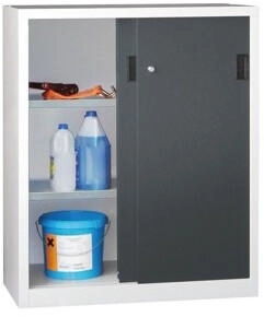 Pavoy Schiebetürenschrank Höhe 1200 mm Vollblechtüren BxT 1000 x 600 mm mit 2 Fachböden Tür anthrazit