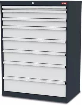 STIER Schubladenschrank mit 8 Schubladen BxTxH 900x575x1220 mm