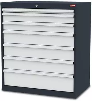 STIER Schubladenschrank mit 7 Schubladen BxTxH 900x575x1020 mm inkl. Einteilungsset