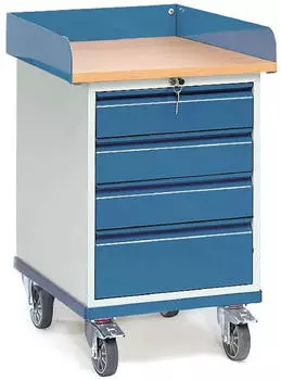 Fetra Rollschrank mit Arbeitsplatte 2446 mit Umrandung und 4 Schubladen