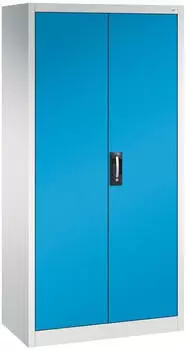 C+P Werkzeugschrank mit Drehtüren 6 Böden 4 Schübe H1950xB930xT500mm Front Lichtblau Korpus Lichtgrau