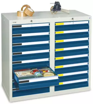stumpf Schubladenschrank Premium Schubladen 16x100 mm 900 x 1.000 x 500 mm lichtgrau