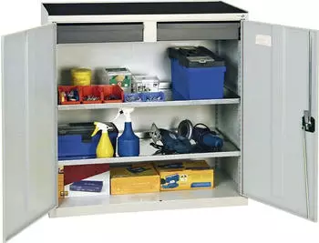 stumpf Werkstatt-Beistellschrank mit 2 Schubladen + 2 Wannen 1.000 x 1.000 x 500 mm lichtgrau