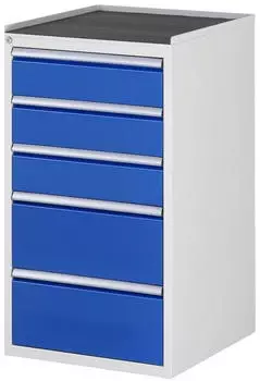 Rau Schubladenschrank Serie 7000, 5 Schubladen (3x150/2x240mm), Anti-Rutsch-Matte (03-L7.4A-MT.11)