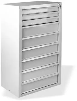 ADB MAMMUT Schubladenschrank 9 Schubladen Metall RAL7035 70x43,5x120cm (24782)