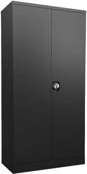 EUROKRAFT Stahlschrank Nilas mit 4 Fachböden HxBxT 1950 x 1000 x 500 mm tiefschwarz (803759)