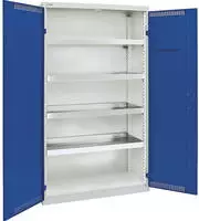 Umweltschrank H1800xB1000xT500mm lichtgrau/enzianblau 4 Wannen,22l STUMPF