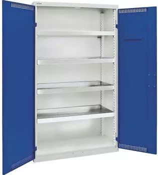 stumpf Umweltschrank BP-4 mit T&uuml;rlochung 1800x1000x500mm 4 Wannenb&ouml;den lichtgrau/enzianblau (7598074)