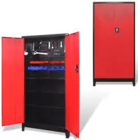 vidaXL Werkzeugschrank mit 2 T&uuml;ren Stahl 90x40x180 cm Schwarz/Rot