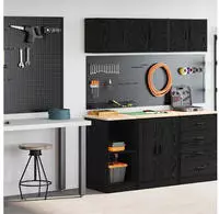 vidaXL Garagenschr&auml;nke 2 Stk. Schwarz Holzwerkstoff