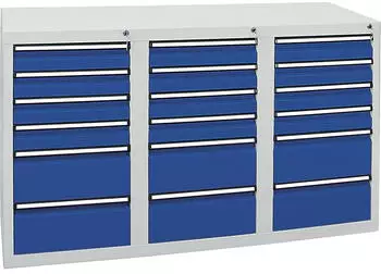 stumpf STS 410 Schubladenschrank 18 Schubladen lichtgrau/enzianblau 900x1500x500mm (7103574)