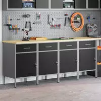 vidaXL Werkbank mit Schubladen 4 pcs Schwarz und Grau 200 x 55 x 85 cm