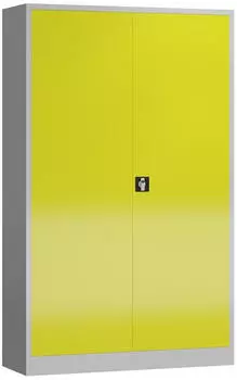 LÜLLMANN ClassiX Metall-Mehrzweckschrank 4 Böden 194,5x120x60cm Lichtgrau/Zinkgelb (X-530386)
