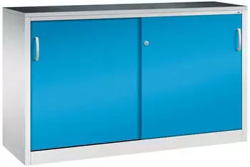 C+P Acurado Schwerlast-Schiebet&uuml;renschrank 2 Einlegeb&ouml;den 1000x1600x500mm lichtgrau/lichtblau (2156-092)