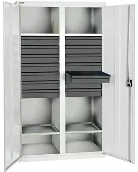 stumpf Werkzeug- und Materialschrank Serie 3000 Mitteltrennwand 14 Schubladen 4 Auszugsb&ouml;den grau (3004407)
