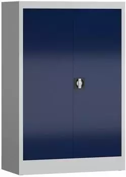 L&Uuml;LLMANN ClassiX Fl&uuml;gelt&uuml;renschrank Stahl 2-t&uuml;rig 120x80x38cm lichtgrau/enzianblau (Steelboxx)
