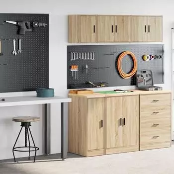 vidaXL Garagenschr&auml;nke 2 Stk. Holzwerkstoff Sonoma-Eiche (3328289)