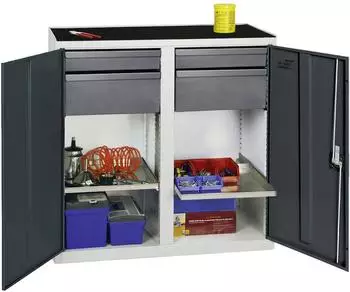 stumpf Werkzeug- und Materialschrank Serie 3000 lichtgrau/anthrazit, 2x100mm + 2x200mm Schubladen, 2 Auszugsb&ouml;den (3002371)
