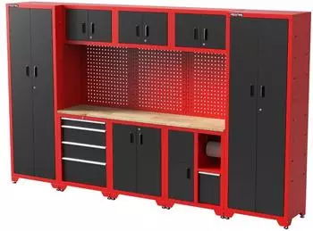 Feistos Juno 15 Werkzeugschrank mit Lochwand, schwarz/rot, 330x46x198cm (305015)