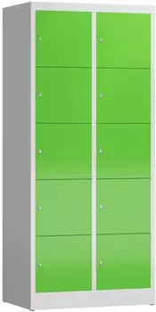 L&Uuml;LLMANN ClassiX Schlie&szlig;fachschrank 10 F&auml;cher 1800x800x500mm lichtgrau/gelbgr&uuml;n (ClassiX)