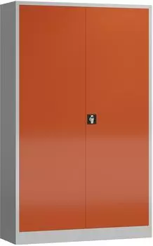 L&Uuml;LLMANN ClassiX Mehrzweckschrank Stahl Lichtgrau/Feuerrot 194,5x120x60cm (X-530384)