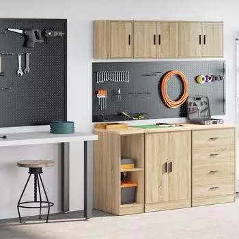 vidaXL Garagenschr&auml;nke 2 Stk., Sonoma-Eiche, Holzwerkstoff (3328262)
