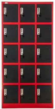 Jet-Line Budapest Schlie&szlig;fachschrank Stahl 15 F&auml;cher, 90x40x185cm, Rot-Anthrazit (12249)