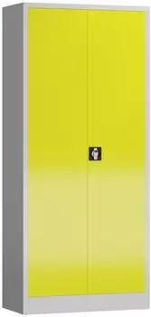 L&Uuml;LLMANN ClassiX Metall-Aktenschrank 4 B&ouml;den 180x80x38cm Lichtgrau/Zinkgelb (X-530336)