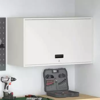 vidaXL Wandschrank f&uuml;r die Garage mit Gasdrucklift-T&uuml;r, wei&szlig; (883261)