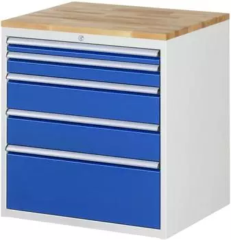Rau Schubladenschrank Serie 7000 XL5.2 825x770x650mm 5 Schubladen Arbeitsplatte Buche (03-XL5.2A-B.11)