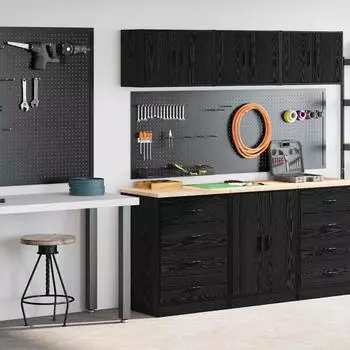 vidaXL Garagenschr&auml;nke 2 Stk. Holzwerkstoff Schwarz (3328333)