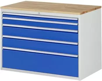 Rau Schubladenschrank XXL5.2 Serie 7000, 5 Schubladen, Arbeitsplatte Buche (03-XXL5.2A-B.11)