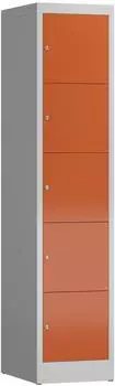Steelboxx ClassiX Schlie&szlig;fachschrank 5 F&auml;cher Stahl lichtgrau/feuerrot (RAL 7035/3000)