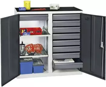 stumpf Serie 3000 Werkzeug- und Materialschrank 9 Schubladen 100mm + 2 Auszugsb&ouml;den, lichtgrau/anthrazit (3002971)