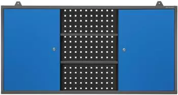 Jan Nowak BEN Werkzeugschrank H&auml;ngeschrank Metall Lochwand 120x60x20cm (Anthrazit-Blau)