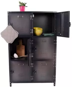 Rikta Vintage Metallschrank 6-t&uuml;rig, Stahl, 75x120x35cm