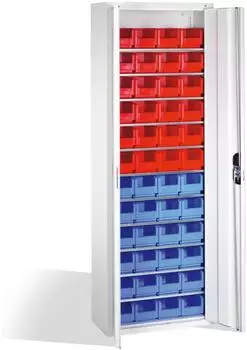 C+P Magazinschrank 48 Sichtlagerkästen H1980xB700xT300mm Lichtgrau (133113-21)