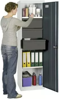 stumpf Werkzeug- und Materialschrank Serie 3000 Lichtgrau/Anthrazit 3 Schubladen 200mm + 3 Auszugsb&ouml;den (3005471)