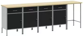 vidaXL Werkstattschrank-Set mit Schubladen 5-teilig Schwarz/Grau (3321392)