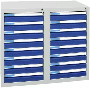 stumpf ESTA Schubladenschrank 16 Schubladen 100mm lichtgrau/enzianblau (900x1000x500mm)
