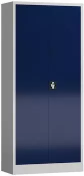 L&Uuml;LLMANN ClassiX Fl&uuml;gelt&uuml;renschrank Stahl 4 Fachb&ouml;den 180x80x38cm lichtgrau/enzianblau