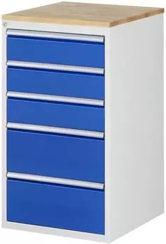 Rau Schubladenschrank Serie 7000 Buche-Arbeitsplatte 5 Schubladen (3x150, 2x240mm) (03-L7.4A-B.11)