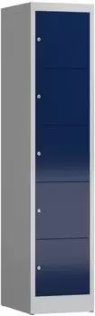 Steelboxx ClassiX Schließfachschrank 5 Fächer Stahl 1800x415x500mm Lichtgrau/Enzianblau (RAL 7035/5010)