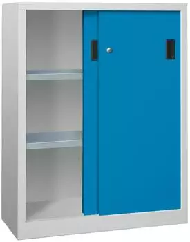 Pavoy Schiebet&uuml;renschrank 1200x1000x400mm, 2 B&ouml;den verzinkt, RAL 7035/5012 (30301-100-400-735512)