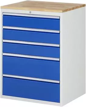 Rau Schubladenschrank Serie 7000 5 Schubladen (3x150, 2x240mm) Buche-Arbeitsplatte (03-XL7.4A-B.11)